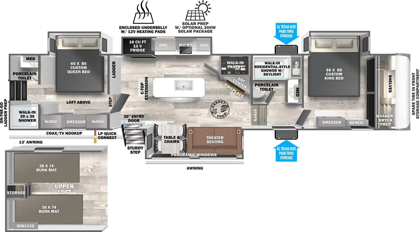 Heritage Glen Fifth Wheels 375FAM Floorplan